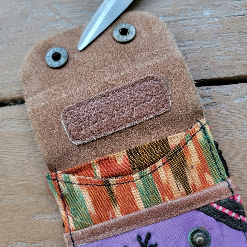 🪬🍄 Free People Boho Embroidered Repurposed vtg banjara hippie Wallet card case